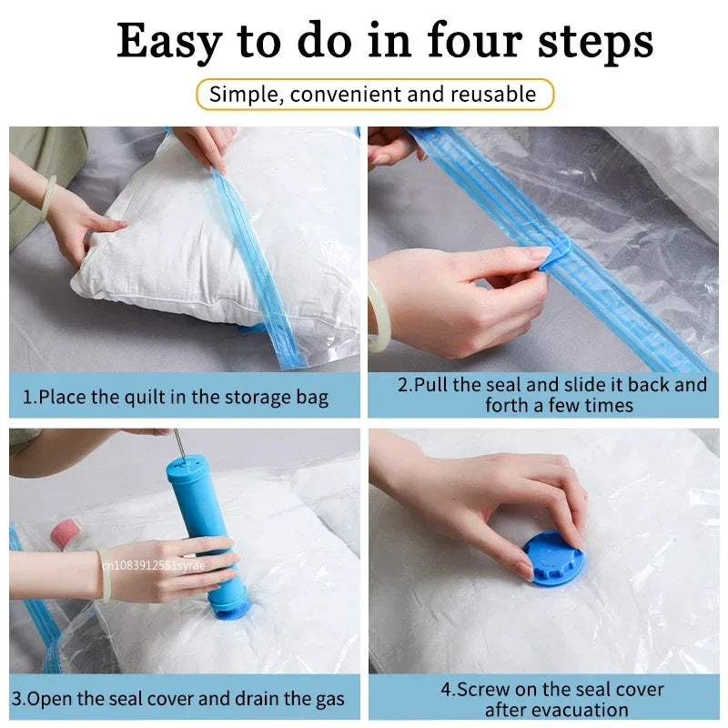 Lot de 5 Sacs de Rangement Sous Vide avec Pompe Offerte