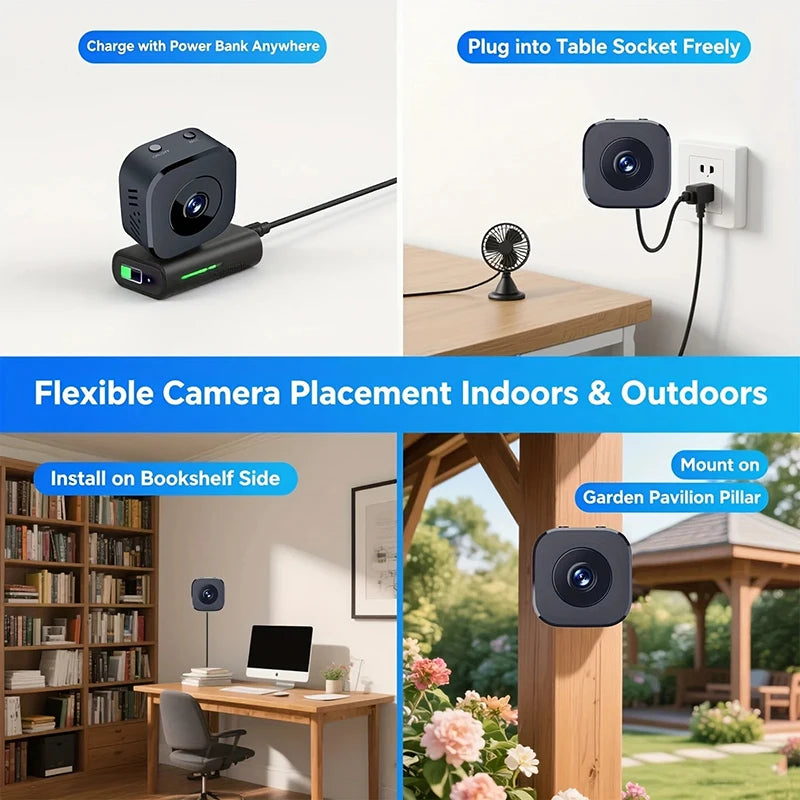 Caméra de Sécurité Discrète 4K – Enregistrement Boucle & Grand Angle