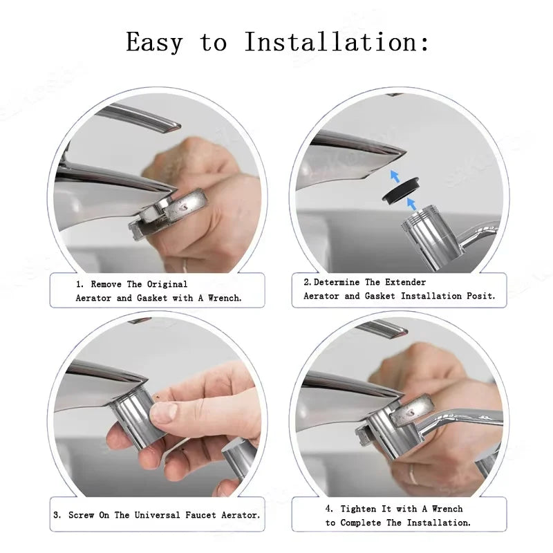 Extension de Robinet Pivotante 360° en acier inoxydable