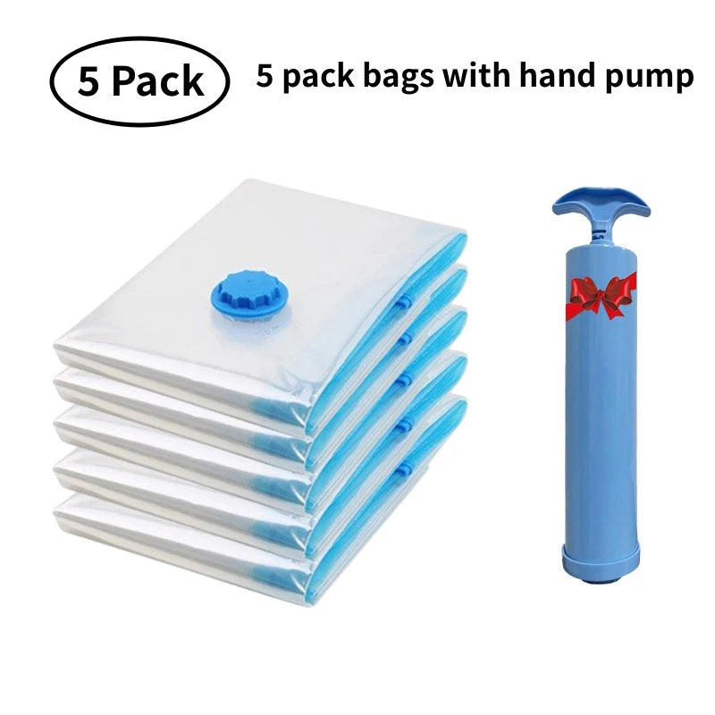 Lot de 5 Sacs de Rangement Sous Vide avec Pompe Offerte